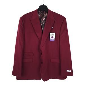 Tayion Collection Men's Classic-Fit Stretch Suit Jacket Dark Red Solid 52R NWT